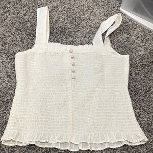 Madewell Elegant White Smocked Women's Top size XXS